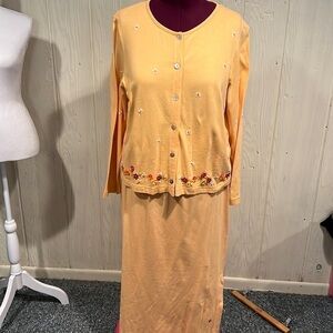 Susan Bristol Vintage Skirt Set Jacket XL Embroidery Appliques